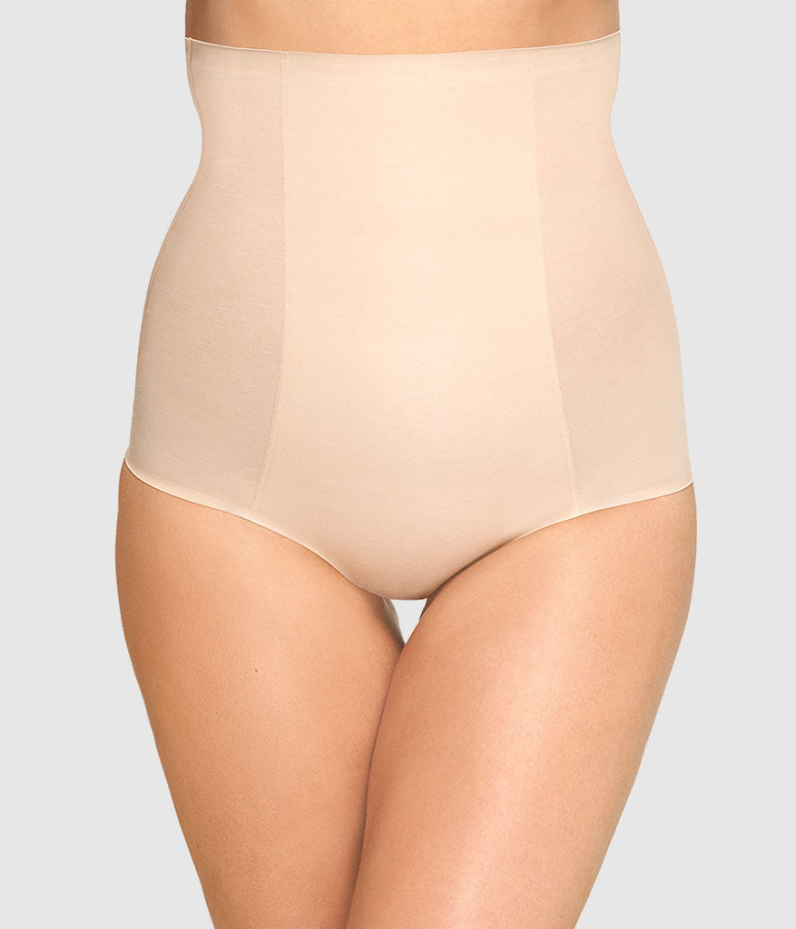 Beyond Naked Cotton Blend Shaping Hi-Waist Brief: Sand
