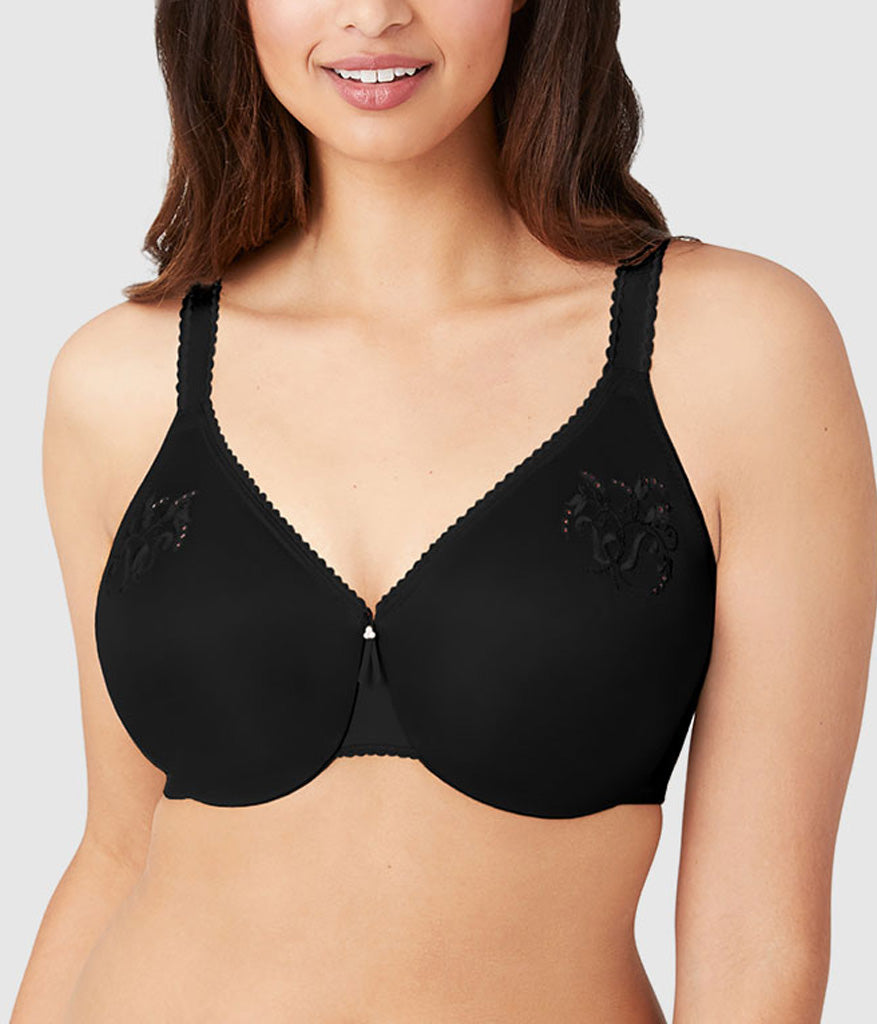 Slimline Seamless Underwire Minimizer Bra: Black