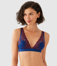 Embrace Lace® Wire Free Bralette: Blue Depths/Cordovan