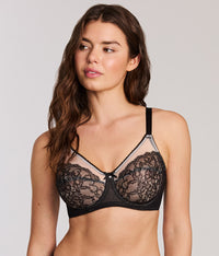 Retro Chic Full Figure Underwire Bra: Black