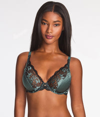 Modern Affair Plunge Underwire Bra: Silver Pine/Black