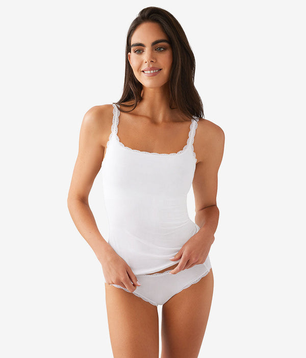 Inspired Eyelet Shelf Bra Cami: White