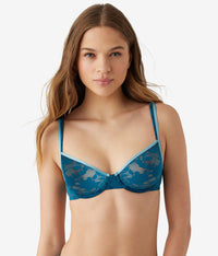 Shadow Scene Underwire Bra: Blue Coral