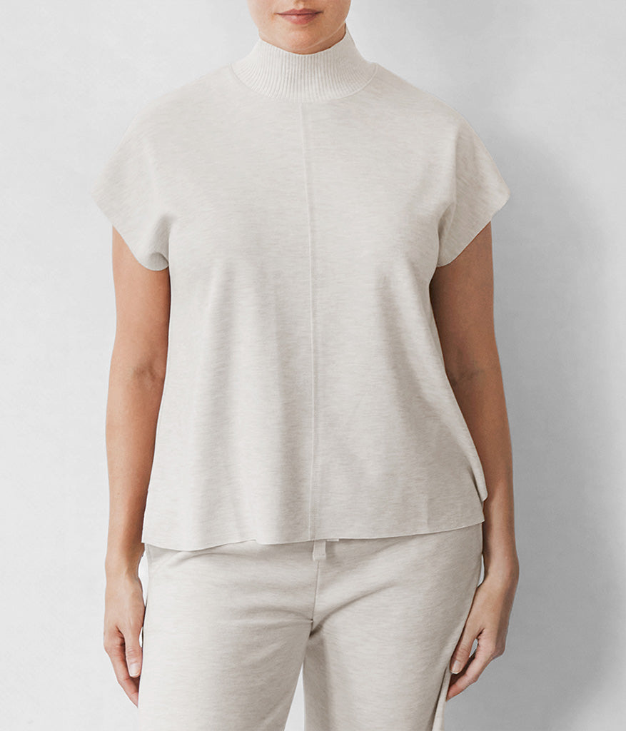 Winslow Mock Neck Pullover: Pale Oak Heather