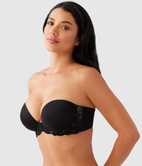 Self Assured Push Up Strapless Bra: Black