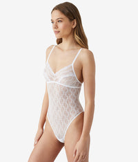 Lace Kiss Bodysuit: White