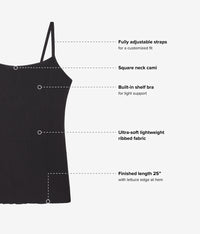 Soft Set Shelf Bra Cami: Black