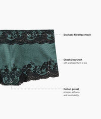 Modern Affair Boyshort: Silver Pine/Black