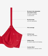 Perfect Primer Full Figure Underwire Bra: Grandalia Red