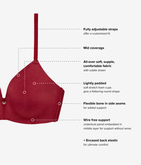 Baseline Wire Free T-Shirt Bra: Cabernet