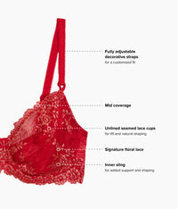 Embrace Lace® Underwire Bra: Grandalia Red/Rose Gold