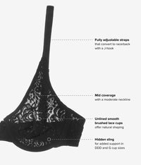 Halo Lace Underwire Bra: Black