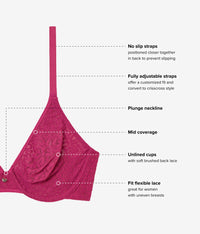 High Bar™ Plunge Underwire Bra: Red Plum