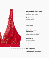 Embrace Lace® Wire Free Bralette: Grandalia Red/Rose Gold