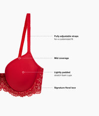 Embrace Lace® T-Shirt Bra: Grandalia Red/Rose Gold