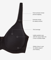 Basic Beauty Spacer Underwire T-Shirt Bra: Black