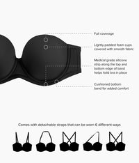 Red Carpet™  Strapless Underwire Bra: Black
