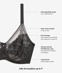 Retro Chic Full Figure Underwire Bra: Black