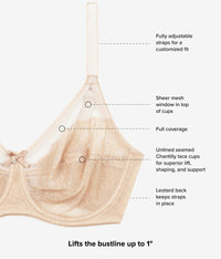 Retro Chic Full Figure Underwire Bra: Toast