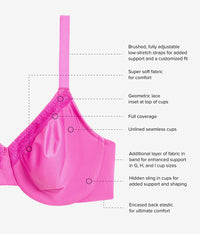 Perfect Primer Full Figure Underwire Bra: Wild Azalea