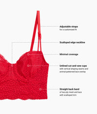 Untamed Demi Longline Bra: Lipstick Red