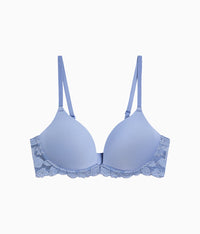 Feeling Famous Wire Free Push Up Bra: Country Blue/Bright White