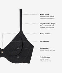 High Bar™ Plunge Underwire Bra: Black
