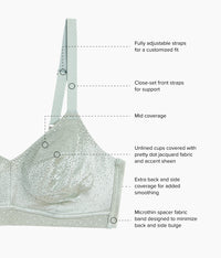 Back Appeal® Wire Free Bra: Iceberg Green