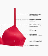 Future Foundation Wire Free T-Shirt Bra: Lipstick Red