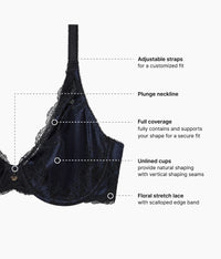 Modern Affair Plunge Underwire Bra: Night Sky/Black