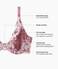Modern Affair Plunge Underwire Bra: Rose Brown/Cradle Pink